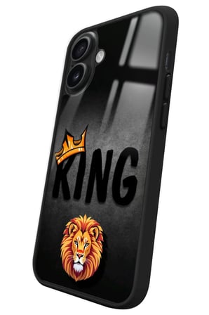 Apple iPhone 16 Plus Uyumlu Aslan - King Tasarımlı Parlak Silikon Kılıf