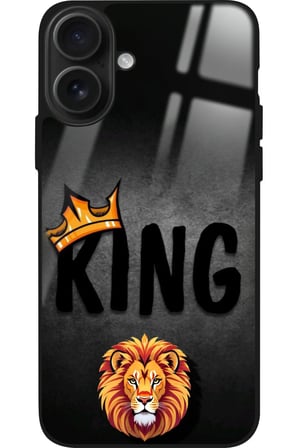 Apple iPhone 16 Plus Uyumlu Aslan - King Tasarımlı Parlak Silikon Kılıf