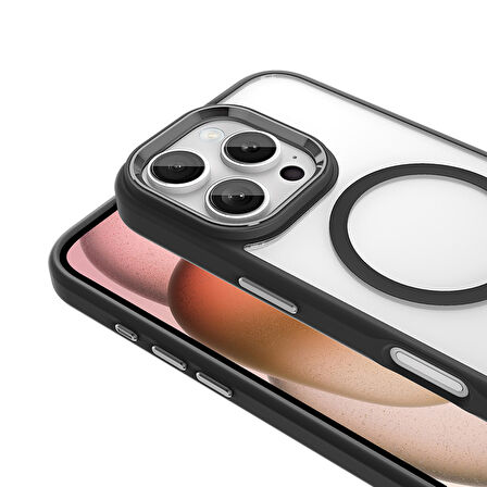 Apple iPhone 16 Pro Max Kılıf Wireless Şarj Özellikli Krom Magsafe Silikon Kapak Zr-Krom