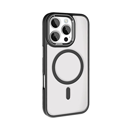 Apple iPhone 16 Pro Max Kılıf Wireless Şarj Özellikli Krom Magsafe Silikon Kapak Zr-Krom