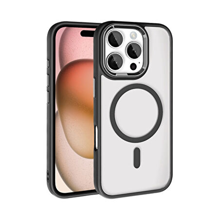 Apple iPhone 16 Pro Max Kılıf Wireless Şarj Özellikli Krom Magsafe Silikon Kapak Zr-Krom