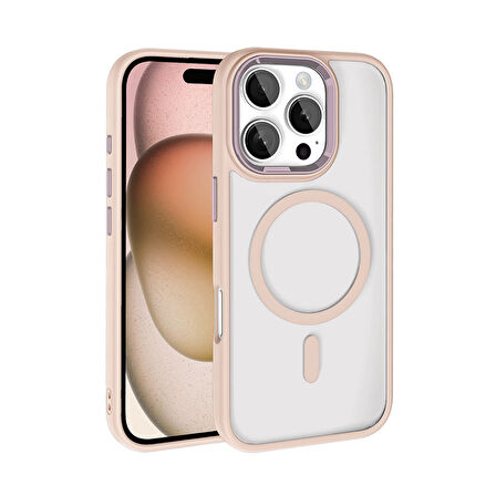 Apple iPhone 16 Pro Max Kılıf Wireless Şarj Özellikli Krom Magsafe Silikon Kapak Zr-Krom