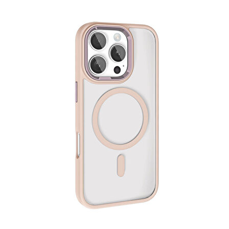 Apple iPhone 16 Pro Max Kılıf Wireless Şarj Özellikli Krom Magsafe Silikon Kapak Zr-Krom