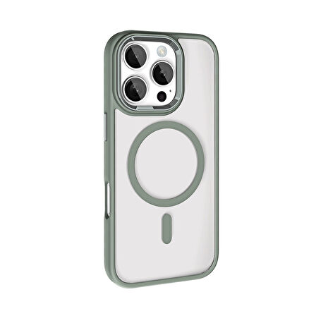 Apple iPhone 16 Pro Max Kılıf Wireless Şarj Özellikli Krom Magsafe Silikon Kapak Zr-Krom