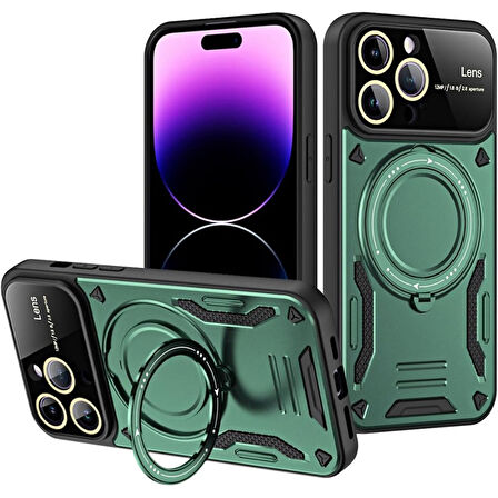 Apple iPhone 16 Pro Max Kılıf Standlı Yüzüklü Tank Kapak Azn-Joy