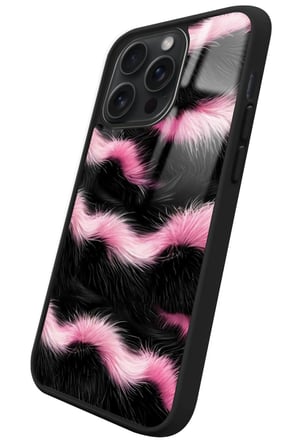 Apple iPhone 16 Pro Max Uyumlu Pembe Zebra Tasarımlı Parlak Silikon Kılıf