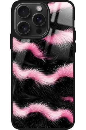Apple iPhone 16 Pro Max Uyumlu Pembe Zebra Tasarımlı Parlak Silikon Kılıf
