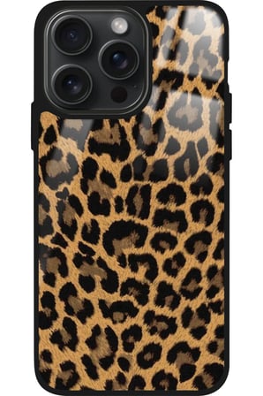 Apple iPhone 16 Pro Max Uyumlu Kahverengi Leopar Tasarımlı Parlak Silikon Kılıf