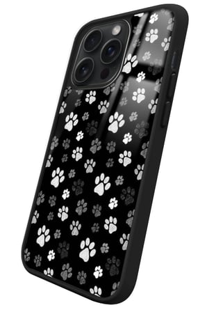 Apple iPhone 16 Pro Max Uyumlu Siyah-Beyaz Kedi Patisi Tasarımlı Parlak Silikon Kılıf