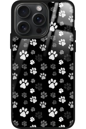 Apple iPhone 16 Pro Max Uyumlu Siyah-Beyaz Kedi Patisi Tasarımlı Parlak Silikon Kılıf