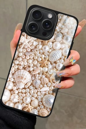 Apple iPhone 16 Pro Max Uyumlu İnci Tasarımlı Parlak Silikon Kılıf