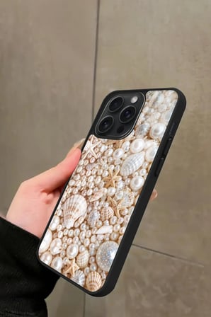 Apple iPhone 16 Pro Max Uyumlu İnci Tasarımlı Parlak Silikon Kılıf