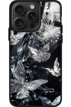 Apple iPhone 16 Pro Max Uyumlu Beyaz Kelebek Tasarımlı Parlak Silikon Kılıf