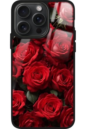 Apple iPhone 16 Pro Max Uyumlu Gül Tasarımlı Parlak Silikon Kılıf