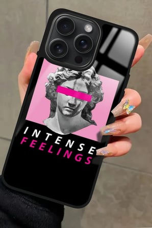 Apple iPhone 16 Pro Max Uyumlu Intense Feelıngs Tasarımlı Parlak Silikon Kılıf