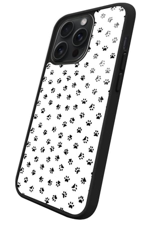 Apple iPhone 16 Pro Uyumlu Siyah-Beyaz Kedi Patisi Tasarımlı Parlak Silikon Kılıf