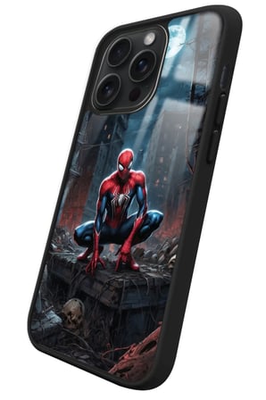 Apple iPhone 16 Pro Uyumlu Örümcek Adam Tasarımlı Parlak Silikon Kılıf