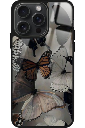 Apple iPhone 16 Pro Uyumlu Siyah Kelebek Tasarımlı Parlak Silikon Kılıf