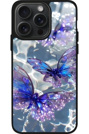 Apple iPhone 16 Pro Uyumlu Mor Kelebek Tasarımlı Parlak Silikon Kılıf