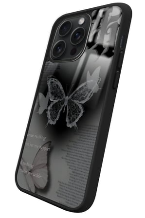 Apple iPhone 16 Pro Uyumlu Kelebek Tasarımlı Parlak Silikon Kılıf