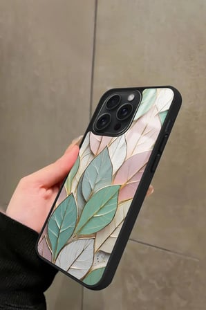 Apple iPhone 16 Pro Uyumlu Yaprak Tasarımlı Parlak Silikon Kılıf