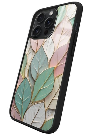 Apple iPhone 16 Pro Uyumlu Yaprak Tasarımlı Parlak Silikon Kılıf