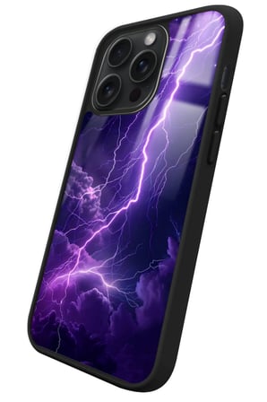 Apple iPhone 16 Pro Uyumlu Mor Şimşek Tasarımlı Parlak Silikon Kılıf