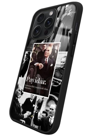 Apple iPhone 16 Pro Uyumlu Atatürk Poster Tasarımlı Parlak Silikon Kılıf
