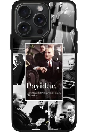 Apple iPhone 16 Pro Uyumlu Atatürk Poster Tasarımlı Parlak Silikon Kılıf
