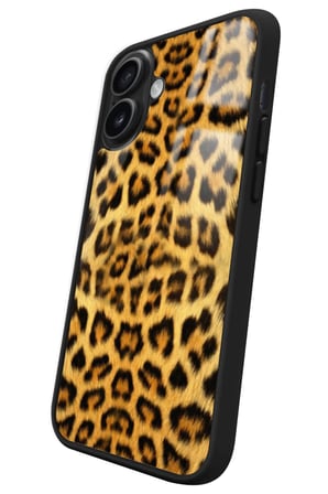 Apple iPhone 16 Uyumlu Sarı Leopar Tasarımlı Parlak Silikon Kılıf