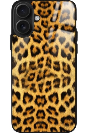 Apple iPhone 16 Uyumlu Sarı Leopar Tasarımlı Parlak Silikon Kılıf