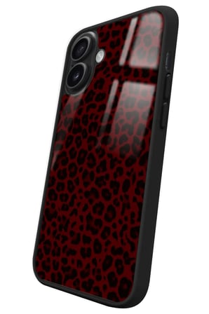 Apple iPhone 16 Uyumlu Bordo Leopar Tasarımlı Parlak Silikon Kılıf