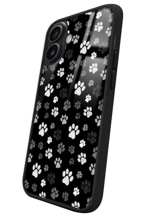 Apple iPhone 16 Uyumlu Siyah-Beyaz Kedi Patisi Tasarımlı Parlak Silikon Kılıf