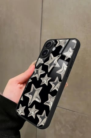 Apple iPhone 16 Uyumlu Yıldız Tasarımlı Parlak Silikon Kılıf