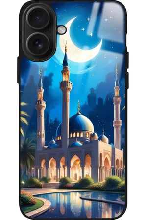 Apple iPhone 16 Uyumlu Cami Tasarımlı Parlak Silikon Kılıf