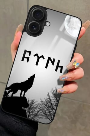 Apple iPhone 16 Uyumlu Bozkurt Tasarımlı Parlak Silikon Kılıf