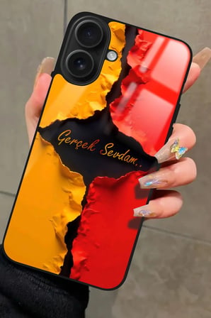 Apple iPhone 16 Uyumlu Gerçek Sevdam Yazılı Parlak Silikon Kılıf