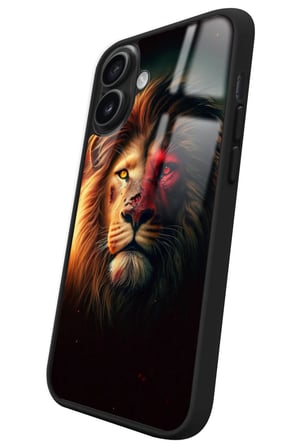Apple iPhone 16 Uyumlu Aslan Tasarımlı Parlak Silikon Kılıf
