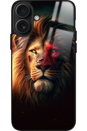 Apple iPhone 16 Uyumlu Aslan Tasarımlı Parlak Silikon Kılıf