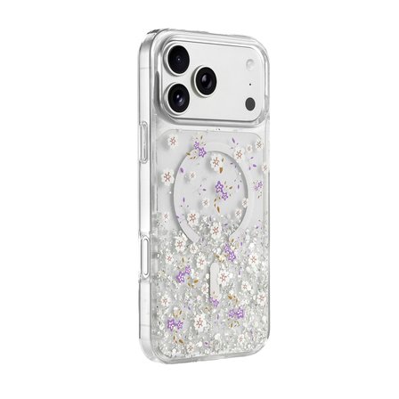 Apple iPhone 17 Pro Uyumlu Kılıf Magesafe Özellikli Desenli Işıltılı Azn-ONG-Misk