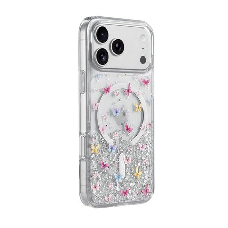 Apple iPhone 17 Pro Max Uyumlu Kılıf Magesafe Özellikli Desenli Işıltılı Azn-ONG-Misk