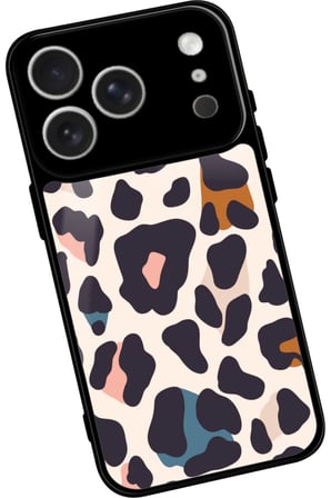 Apple iPhone 17 Pro Max Uyumlu Karışık Renkli Leopar Tasarımlı Parlak Silikon Kılıf