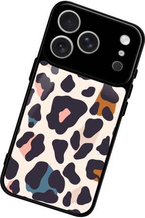 Apple iPhone 17 Pro Max Uyumlu Karışık Renkli Leopar Tasarımlı Parlak Silikon Kılıf