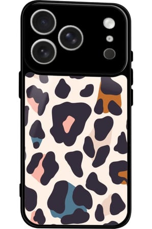 Apple iPhone 17 Pro Max Uyumlu Karışık Renkli Leopar Tasarımlı Parlak Silikon Kılıf