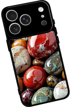 Apple iPhone 17 Pro Max Uyumlu Renkli Taş Tasarımlı Parlak Silikon Kılıf
