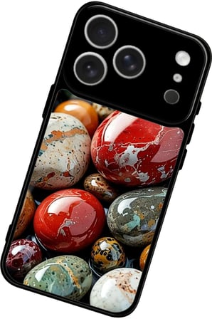 Apple iPhone 17 Pro Max Uyumlu Renkli Taş Tasarımlı Parlak Silikon Kılıf
