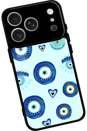 Apple iPhone 17 Pro Max Uyumlu Nazar Boncuğu Tasarımlı Parlak Silikon Kılıf