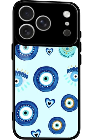 Apple iPhone 17 Pro Max Uyumlu Nazar Boncuğu Tasarımlı Parlak Silikon Kılıf