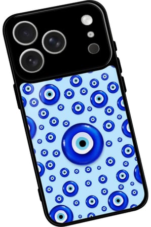 Apple iPhone 17 Pro Max Uyumlu Nazar Boncuğu Tasarımlı Parlak Silikon Kılıf