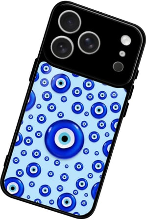 Apple iPhone 17 Pro Max Uyumlu Nazar Boncuğu Tasarımlı Parlak Silikon Kılıf
